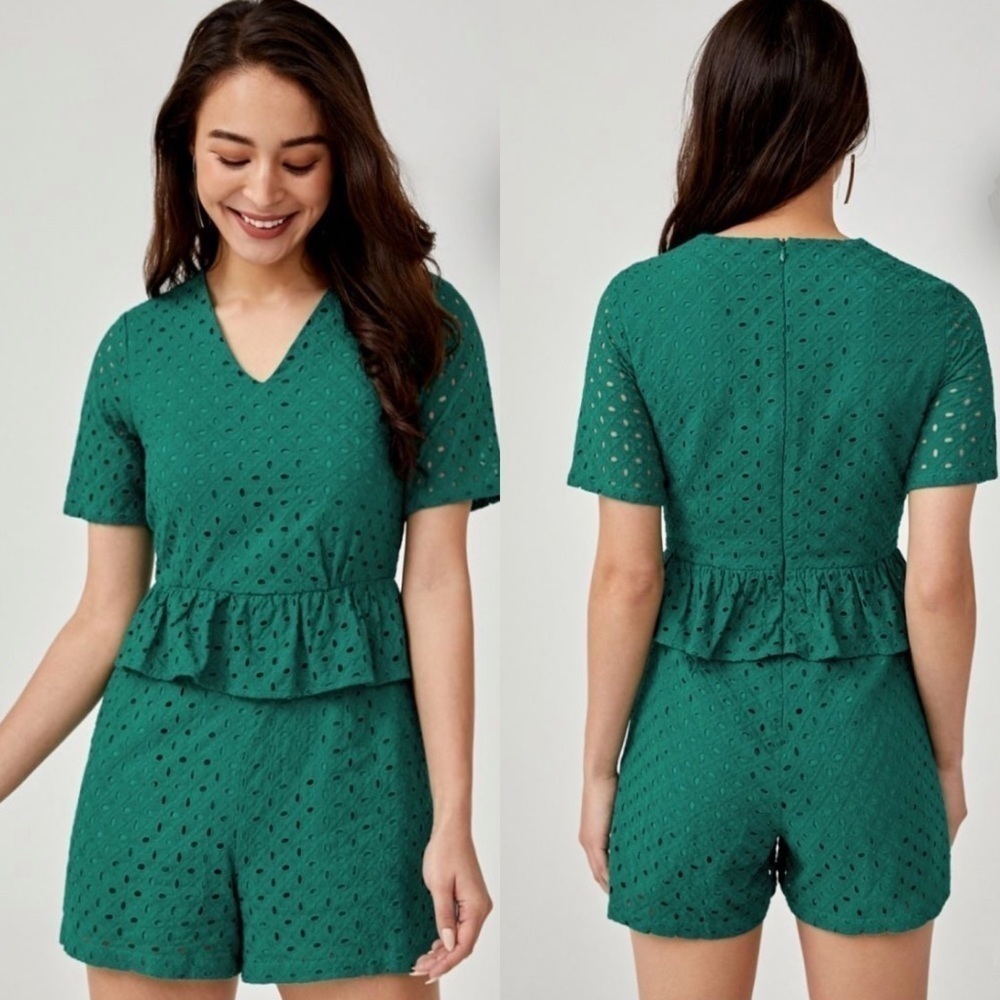 Love, Bonito Caledonia Broderie Anglaise Romper In‎ Green Size 4
